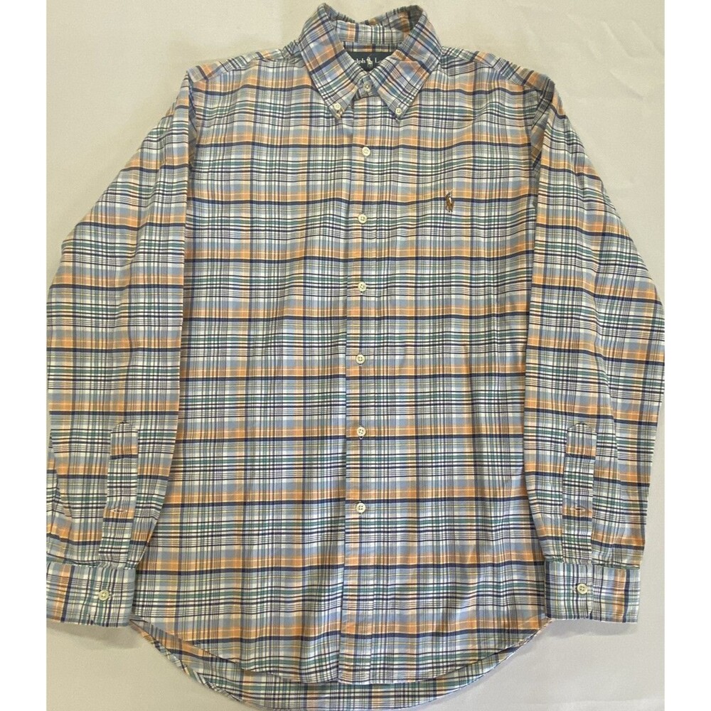 Ralph Lauren Mens Custom Fit Multicolor Plaid Long Sleeve Button Up Shirt Size M